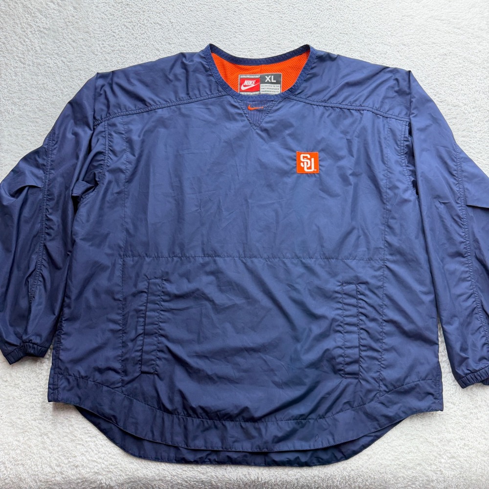 VTG Nike Team Sports Syracuse University Pullover Windbreaker Navy Blue Mens XL